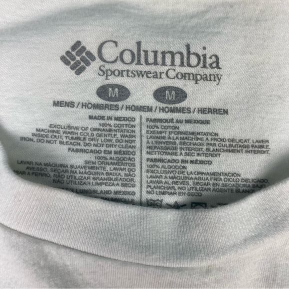 Columbia Men’s Medium T-Shirt White Logo Short Sleeve Cotton Outdoor Flaws - Picture 9 of 9